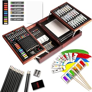 Luxury wooden art box in a box with oil pastel, watercolor pen, watercolor powder, acrylic painting and professional tools - Artistic gift box for adult artists and children.. DIAYTAR NIGERIA delivers value, variety, and convenience with our nationwide 5-8 day shipping.