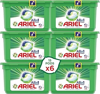 Ariel 3 in 1 liquid laundry capsules with an original scent for cleaning and eliminating powerful spots, 6 x 15 rooms package (90 capsules).. From phone accessories to home decor — DIAYTAR Nigeria ships it fast.