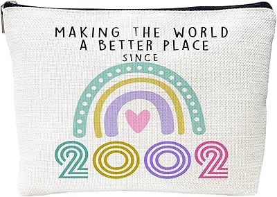 21st birthday gifts for women, making the world better since 2002, makeup bag, rainbow makeup bag, travel cover for friends, gift ideas (21st rainbow).. Your new favorite way to shop online — DIAYTAR Nigeria.