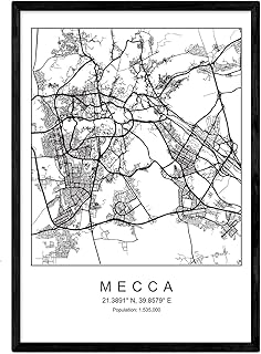 Nordic style nacnic card of the city of Mecca in black and white.. DIAYTAR NIGERIA transforms how Nigerians shop with our affordable prices and dependable shipping times.