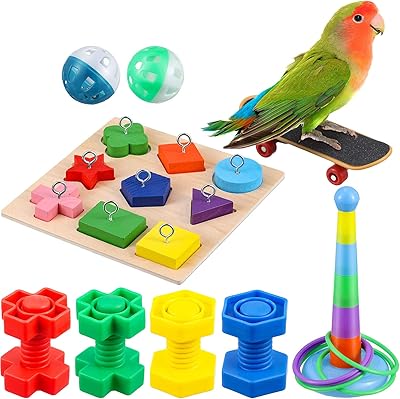 Training toys for 6 -piece birds, intelligence toy for parrot, wooden toy for parrot, stackable rings toy, toy for small parrot, nuts and bolts, roller board, bell toy for widers, parakeets, heat page and spacing.. Order today, receive this week — shopping with DIAYTAR Nigeria is that simple.