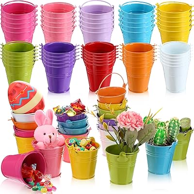Mini galvanized metal bucket with handle, metal bucket for children, classroom, manual work, succulent plants and party gifts - 50 pieces.. DIAYTAR NIGERIA: Your trusted partner for affordable online shopping with reliable delivery timeframes.