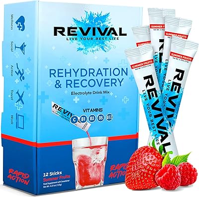 Sachets of revival hydration electrolyte powder, mixture of drinks for rehydration supplement - summer fruit, pack of 12.. DIAYTAR NIGERIA: Where shopping is a pleasure with affordable prices and reliable delivery service.