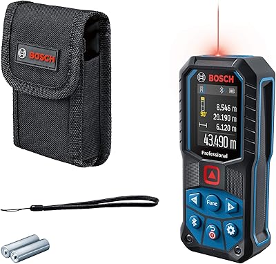 Professional laser meter Bosch model GLM 50-27 (work range: up to 50 m, robust design, water and dust resistant IP65, data transmission via Bluetooth, 2 AA batteries, bracelet, case).. DIAYTAR NIGERIA: Making online shopping accessible with affordable prices and nationwide delivery service.