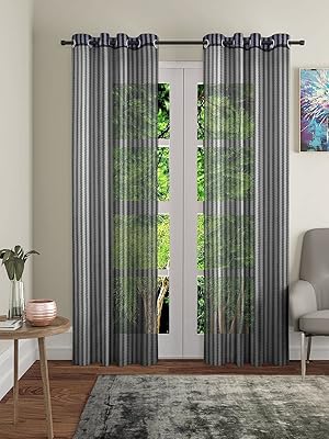 Home Sizzler Porte Curtains 2 Pieces in transparent polyester, Size 116 x 240 cm, black, zigzag pattern.. Love deals? DIAYTAR Nigeria has you covered with low prices and fast delivery.
