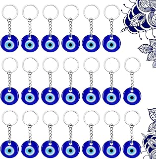 Alekdon 20 pieces Key holders Turkish blue eye suspendes glass keychain with keychain with key accessories suspended jewelry good luck.. DIAYTAR NIGERIA delivers happiness in 5-8 days with our affordable and diverse product range.