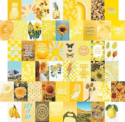 Set of yellow wall collage Aesthetics of 50 pieces, Sunny summer bedroom decoration for adolescent girls, wall decoration of university dormitory, set of images.. Transform your shopping experience with DIAYTAR NIGERIA's vast product selection delivered at unbeatable prices.