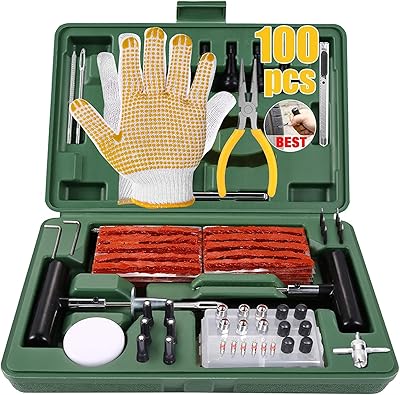 TECCPO tire repair kit, 100 pieces, robust car cap kit, truck, motorhome, mountain bike, tractor, trailer, motorcycle, universal tire repair tools to repair punctures and punctures - THTC04H.. DIAYTAR NIGERIA: Your affordable gateway to thousands of products delivered within a week.