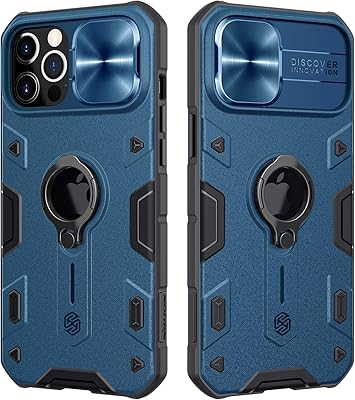 NILLKIN Rear protection in rigid plastic shock resistant compatible with iPhone 12 pro max (6.7 inch) [Integrated crutch and camera lens protection] (blue, iphone 12 pro max 6.7 inch).. DIAYTAR NIGERIA: Where affordable online shopping meets reliable delivery across Nigeria.