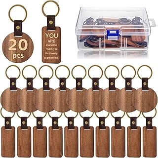 20 pieces of virgin wooden keychain Wooden laser engraving Key Wallets Leather Bracelet Rectangle Rectangle Round Round Wooden Key Key Wood With Storage Container for DIY Gifts for Employees, Colleagues, Artisanal supplies.. DIAYTAR NIGERIA makes every shopping desire a reality with affordable prices and delivery in 5-8 days.