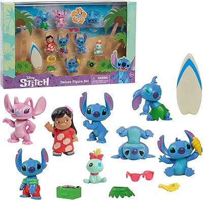 Collection of Disney Lilo & Stitch Deluxe figurines, set of 13 pieces.. DIAYTAR NIGERIA: Your trusted partner for affordable online shopping with reliable delivery timeframes.