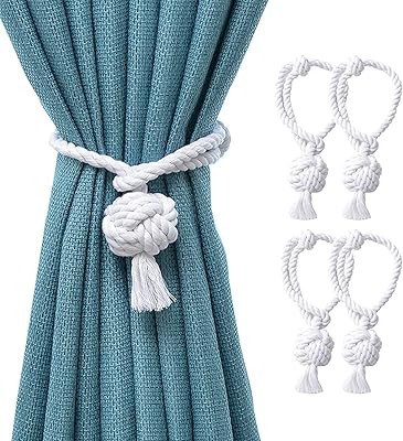 JQWUPUP 4 pieces embraces white curtains, fixing of external decorative rope curtains, transparent curtain supports.. Your go-to destination for affordable online shopping, DIAYTAR NIGERIA delivers in under 8 days.