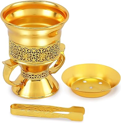 Incense burner in metal resin, portable incense burner, carbon incense burner with yoga, spa, aromatherapy (gold) pliers.. DIAYTAR NIGERIA: Your partner in affordable online shopping with reliable 5-8 day shipping nationwide.
