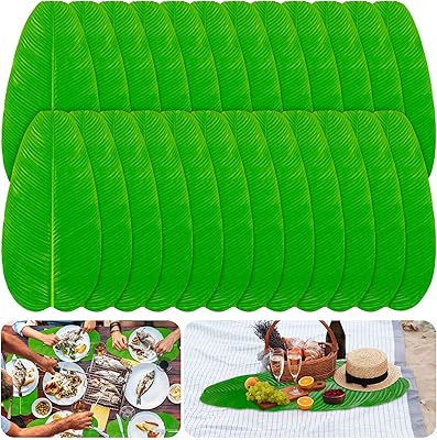24 -piece sender of large artificial tropical banana leaves for Hawaiian Luau celebration and wedding decorations on the beach and the jungle, decoration accessories from home kitchen table.. Make shopping fun and stress-free with DIAYTAR Nigeria.