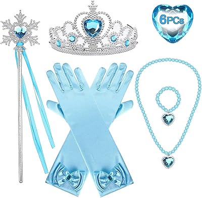 Accessories gift set for princess dress with elsa crown necklace, earrings and gloves