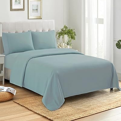 Full size 100 % cotton sheets made in Egypt 400 threads with a square thumb for full -size mattresses, set of sheets and full -size pillowcases, misty blue, package of 6, total of 24).. Shop with confidence at DIAYTAR NIGERIA, enjoying competitive prices and delivery within 8 days.