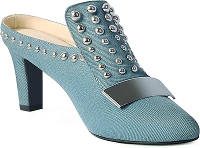 Sandals with high heels and pointed ending in denim for women.. Experience shopping freedom with DIAYTAR NIGERIA's comprehensive marketplace delivered within 8 days.