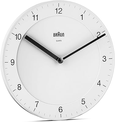 Classic brown analog wall clock with silent quartz movement, easy to read, diameter 20 cm, white, BC06W model, one size.. DIAYTAR NIGERIA brings the marketplace to your home with budget-friendly prices and nationwide delivery.