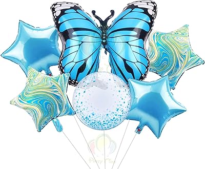 Party Time - 6 Pieces 24 "Aluminum Balloons Animal Butterfly Aluminum Balls Marble Stars and Bobo 18" Balloons, Happy Birthday Balls for Children and Adults (Blue).. DIAYTAR NIGERIA: Your trusted e-commerce partner with extensive product choices and affordable delivery.