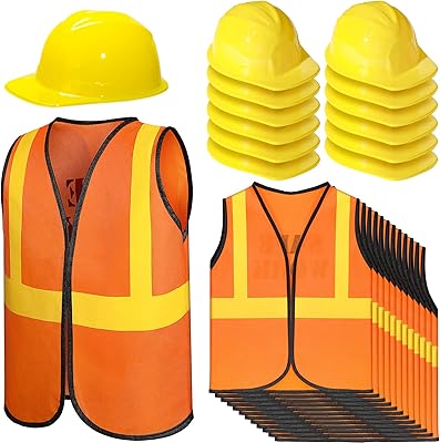 Satyneur 24 pieces of construction worker costume, children's role play set including a construction vest and a hat, birthday party supplies, children's festival dress for children.. DIAYTAR NIGERIA: Bringing quality products to your doorstep at prices that won't break the bank.