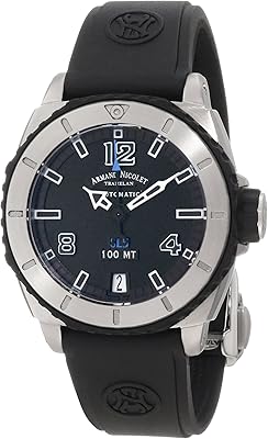 Automatic sports watch Armand Nicolet 9615A-GR-G9615N SL5 in stainless steel and rubber.. DIAYTAR NIGERIA delivers what you want at prices you'll love, all within 5-8 days nationwide.