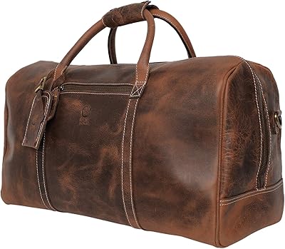 Leather tote bag-Rustic Town Holdall Travelers under the seat, dark brown, Leather weekend bag for men.. DIAYTAR NIGERIA: Where shopping dreams come true with budget-friendly prices and nationwide shipping.