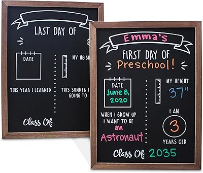 Reusable blackboard first and last day of olive school and Emma | wooden frame.. DIAYTAR NIGERIA redefines convenience with our vast product selection and swift nationwide delivery.