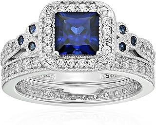 Amazon collection, Sterling silver ring plated, vintage sapphire, princess size, unlimited materials, cubic zirconies, size 9.. Shop for less and receive more with DIAYTAR NIGERIA's expansive e-commerce platform and nationwide delivery.