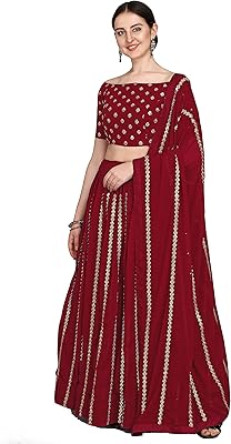 Anara Jari Geroget for Women with semi-hooded chain Lehenga Choli Bordeaux, Bordeaux, single size, brown, one size.. Every order, every item — DIAYTAR Nigeria delivers fast and reliably.