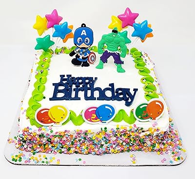 Luxury birthday cake decoration set with Avenger figurines and decorative accessories.. Shop smart with DIAYTAR NIGERIA's vast selection and enjoy affordable shipping in just 5-8 days.