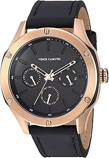 Multifunction watch for men Vince Camuto with pink gold and black leather bracelet.. Discover the perfect balance of price and convenience with DIAYTAR NIGERIA's nationwide e-commerce platform.