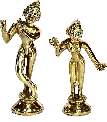 Esplanade - Radha Krishna brass statue - Small size - Pair of Radha Kishan Krishna Murton Idol statues (4.25 inches).. Shop with confidence on DIAYTAR Nigeria — quality products and timely delivery.