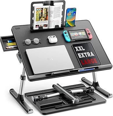 Bedside table for laptop Adjustable office Saiji Foldable support with drawer.. Shop from anywhere in Nigeria and receive your DIAYTAR purchases at affordable prices within a week.