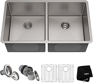 Krause Standart Pro Kitchen Sink in Khu102-33 stainless steel, double tank 50/50, 32 inch.. Shop with ease at DIAYTAR NIGERIA, Nigeria's premier e-commerce platform offering budget-friendly shipping.