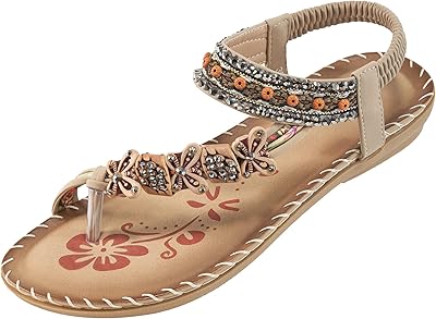 Flat Sandals embroidered summer bohemian for women, comfortable shoes with open end, elastic bridle with ankle, armed green, 36 eu.. Shop smarter with DIAYTAR NIGERIA's diverse marketplace and budget-friendly nationwide delivery.