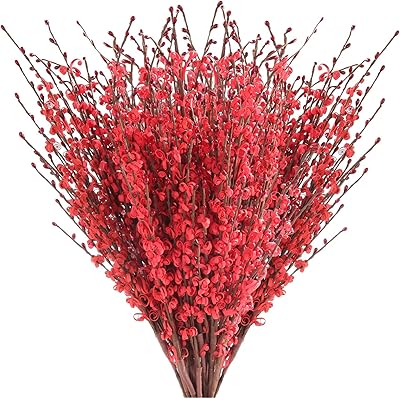 10 pieces 29.5 "Artificial plants and flowers, winter jasmine and artificial berries for the house, the bedroom, the kitchen, the wedding, the table decoration (red).. Shop confidently with DIAYTAR NIGERIA, offering affordable prices and reliable delivery within a week.