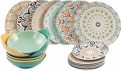 Villa d'Este Home Tivoli 5909276 SHARM table service 18 Porcelain pieces, multicolored.. Your digital shopping destination, DIAYTAR NIGERIA combines variety with affordability and quick delivery.