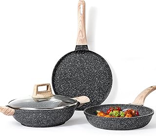 Carot non -stick kitchen battery, non -stick kitchen battery, gas and induction kitchen battery, house kitchen set, 3 -room kitchen set (24 cm granite frying stove + 28 cm dosa tawa + 28 cm kadai).. DIAYTAR NIGERIA: Your affordable gateway to thousands of products delivered within a week.