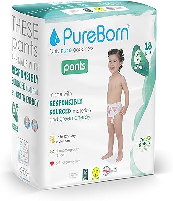 Pureborn Baby Dry retractable layers adapted to children | Size -6 | 1 package | 18 pieces | Higher protection day and night until 12 noon | Tested by dermatologists | Ultra soft | Soft for the skin.. DIAYTAR NIGERIA: Your partner in affordable online shopping with dependable delivery within 8 days.