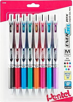 Pentel Energel RTX retractable gel ink pen, medium line, metallic point, matching ink, 8 packet (BL77BP8M).. Great finds. Great prices. Fast shipping. That’s DIAYTAR Nigeria.