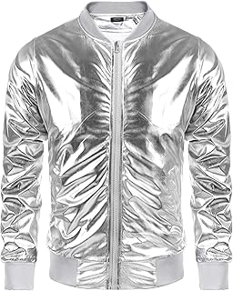 Metal disco jacket from the 70s for men, university baseball jacket with zipper for Christmas party.. DIAYTAR NIGERIA combines affordability with convenience, delivering your purchases within 5-8 days.