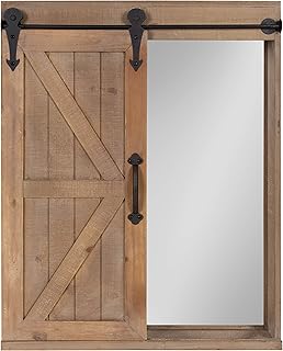 Kate & Laurel Kates Wooden Decorative Wall Storage Cabinet with Courtesy Mirror and Sliding Barn door, rustic brown.. Experience the ease of modern shopping with DIAYTAR NIGERIA's diverse marketplace delivered promptly.