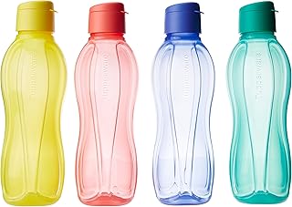 Set of plastic bottles with tupperware folding lid, capacity of 1 liter, set of 4 rooms, multicolored.. Experience the power of choice with DIAYTAR NIGERIA's vast catalog and affordable 5-8 day delivery.
