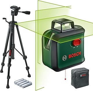 Bosch Advanced Level 360 crossline laser kit (360 ° horizontal laser line, 2 vertical lines and a vertical point at the bottom, green laser, 4 AA batteries, with tripod in the box).. DIAYTAR NIGERIA delivers affordability and convenience with every purchase, shipped within the week.