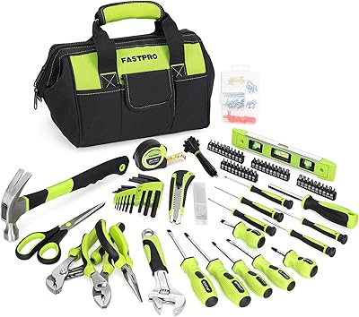 Fastpro household tool kit of 220 pieces, Kit of domestic repair tools with storage bag for tools with a wide opening of 12 ", green.. Shop across categories at DIAYTAR NIGERIA with the confidence of affordable prices and delivery within 8 days.