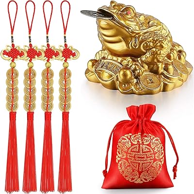 Aurete 4 pieces of coins Fenng shui chinese silver frog, Feng Shui coin with suspended red pompom, red blessing bag to attract wealth and success, home and car decoration.. Discover endless shopping possibilities at DIAYTAR NIGERIA, with budget-friendly prices and reliable delivery.