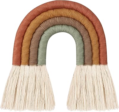 Macramé macramé rainbow wall, wall decoration with woven for bedrooms, children's bedroom, 5.8 inch crafts, orange.. DIAYTAR NIGERIA transforms desires into deliveries with our affordable prices and dependable shipping.