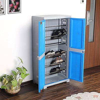 Large plastic shoe shelf with novelty cello lock - blue and gray.. DIAYTAR NIGERIA brings the nation's largest product catalog to your doorstep at prices you'll appreciate.