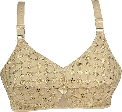 Embroidered bra for women double thickness not padded to wear on a daily basis.. Looking for a deal? DIAYTAR Nigeria has thousands waiting for you.