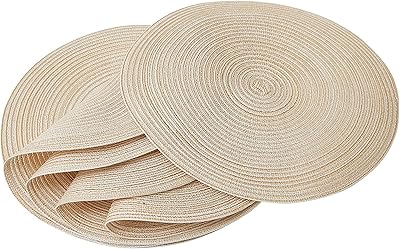 Round -braided round dining tables 15 inch in diameter, washable woven, non -slip and heat -resistant table sets for kitchen table (beige, set of 6).. Shop without limits at DIAYTAR NIGERIA and receive your purchases at budget prices within the week.